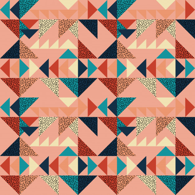 抽象三角形几何多边形孟菲斯风格无缝平铺花纹图案