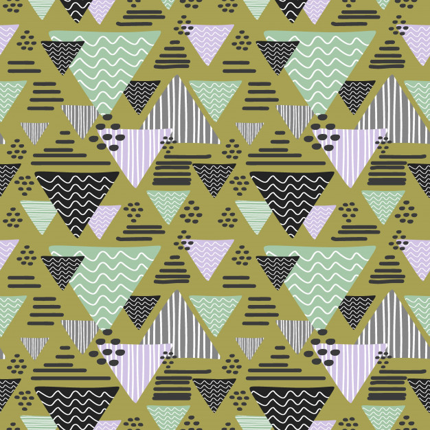 抽象三角形几何多边形孟菲斯风格无缝平铺花纹图案