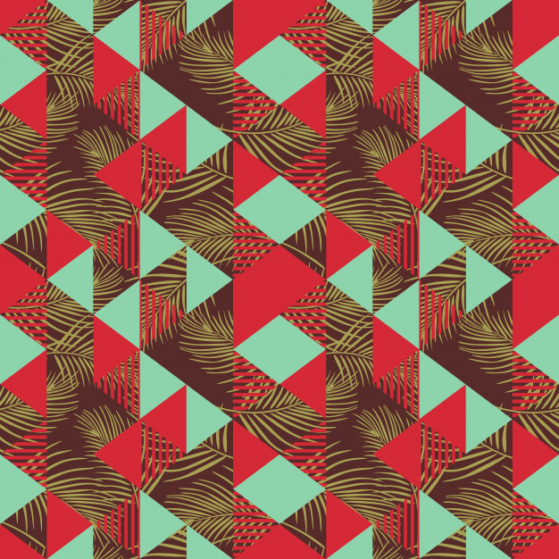 抽象三角形几何多边形孟菲斯风格无缝平铺花纹图案