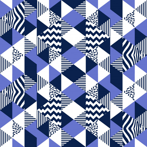 抽象三角形几何多边形孟菲斯风格无缝平铺花纹图案