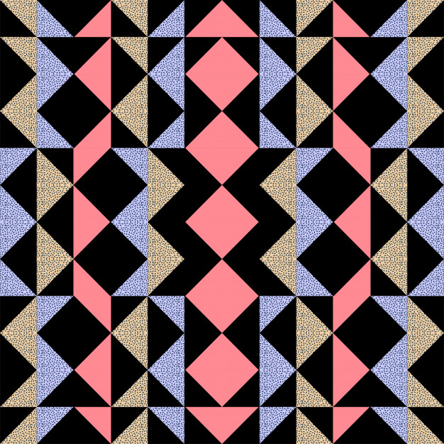 抽象三角形几何多边形孟菲斯风格无缝平铺花纹图案