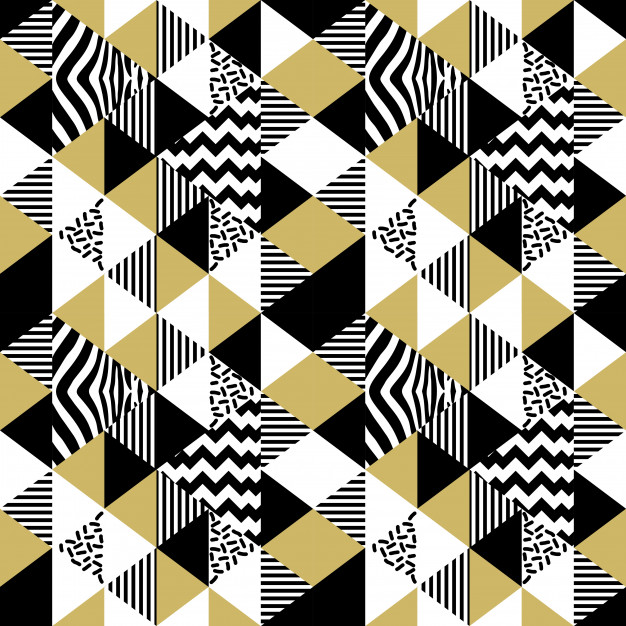 抽象三角形几何多边形孟菲斯风格无缝平铺花纹图案