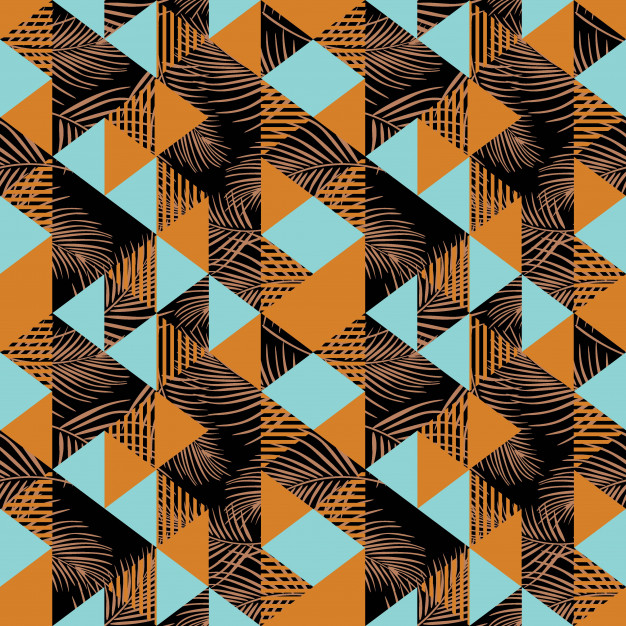 抽象三角形几何多边形孟菲斯风格无缝平铺花纹图案