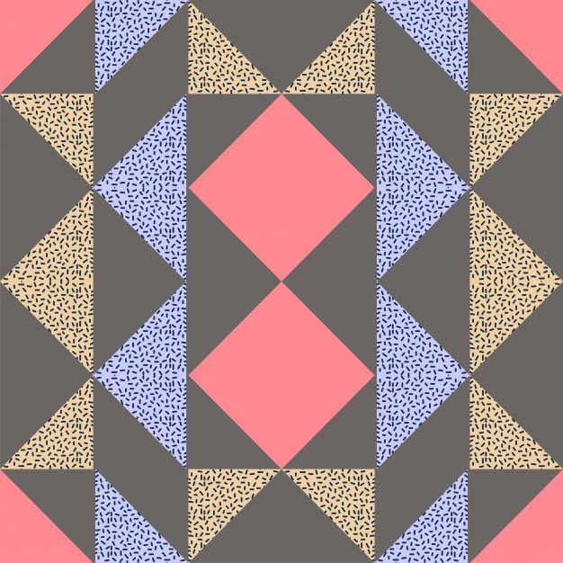 抽象三角形几何多边形孟菲斯风格无缝平铺花纹图案