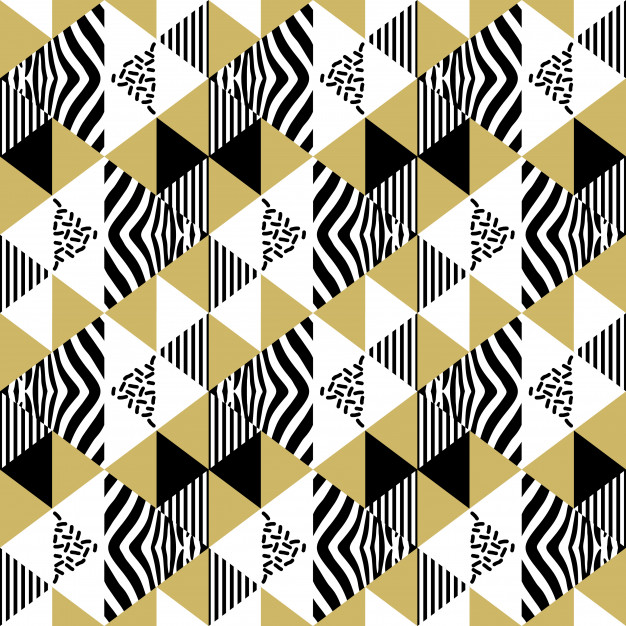 抽象三角形几何多边形孟菲斯风格无缝平铺花纹图案