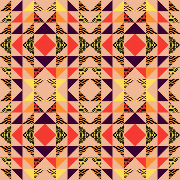 抽象三角形几何多边形孟菲斯风格无缝平铺花纹图案