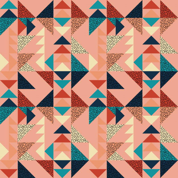 抽象三角形几何多边形孟菲斯风格无缝平铺花纹图案