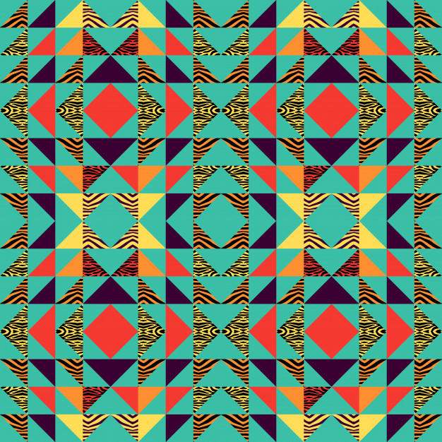 抽象三角形几何多边形孟菲斯风格无缝平铺花纹图案