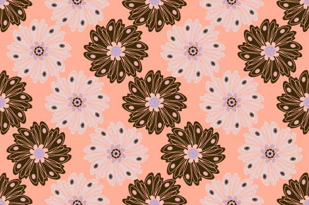 手绘花朵无缝花纹平铺图案背景