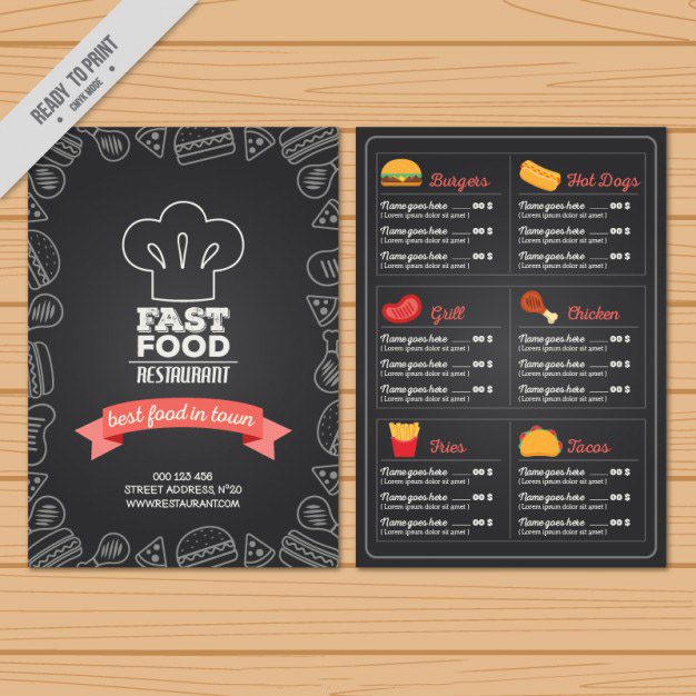 西餐厅快餐餐饮单页菜单模板