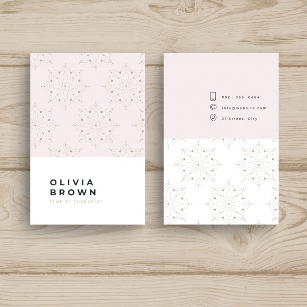 线条花朵花卉图形女性行业小清新名片会员卡优惠券模板