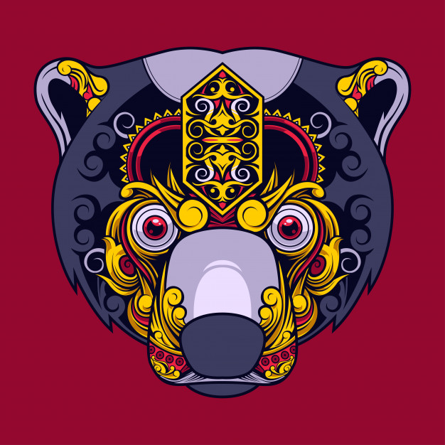 部落图腾风格熊插画