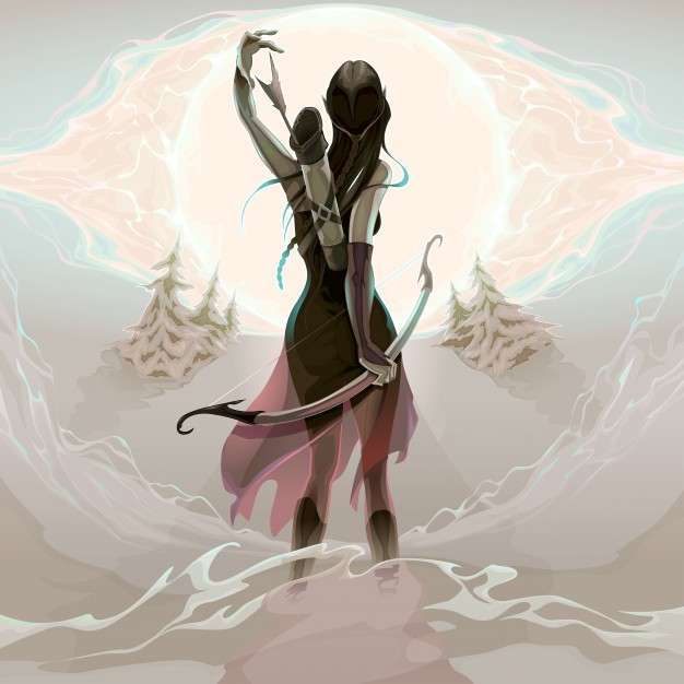 女战士背影角色插画