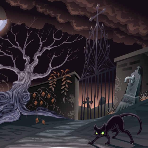 万圣节场景插画