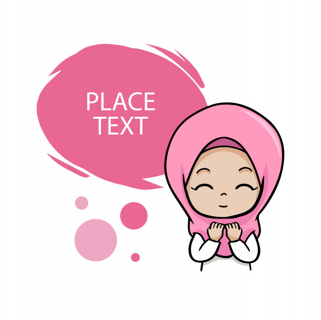 可爱的穆斯林女孩卡通插画