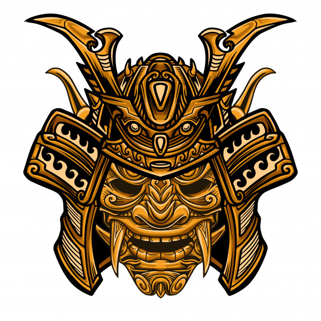 金色日本武士武将面具