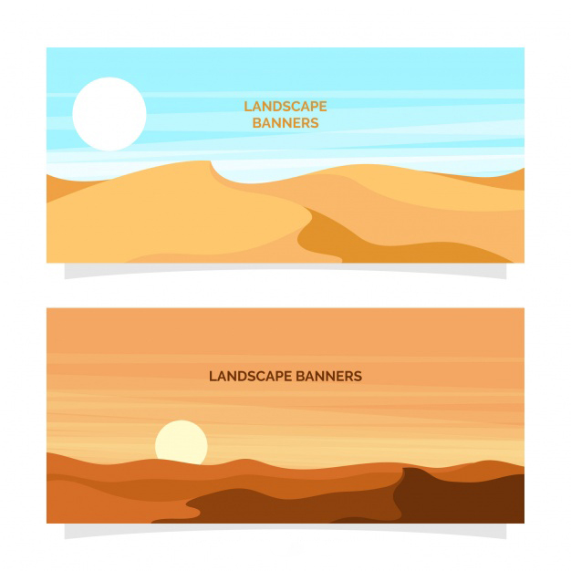 沙漠场景风景插画