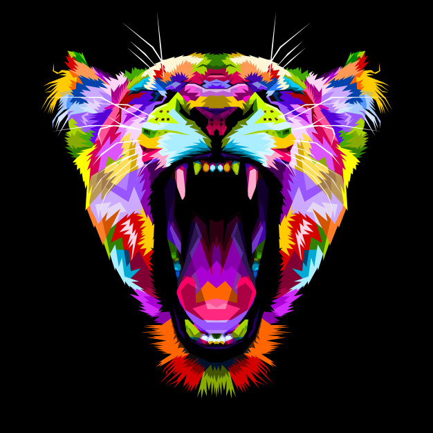 愤怒的豹子多彩波普风格动物插画