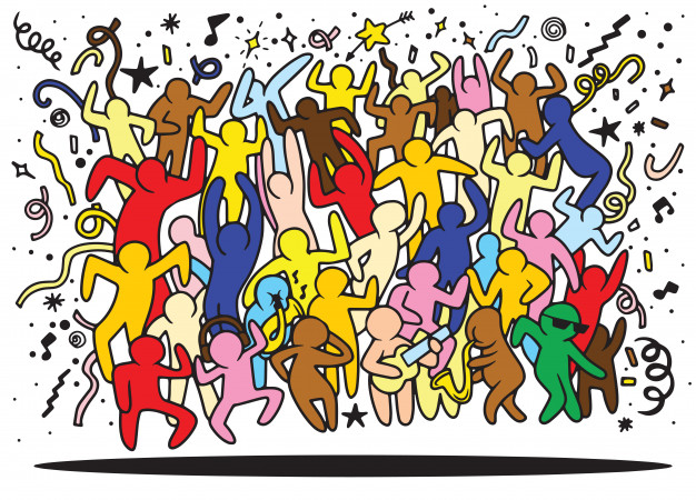 狂欢的人群涂鸦手绘插画