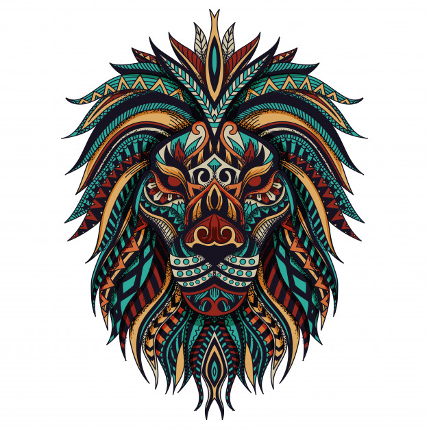 图腾风格狮子插画