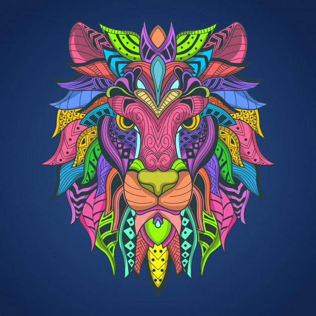 狮子图腾头像插画