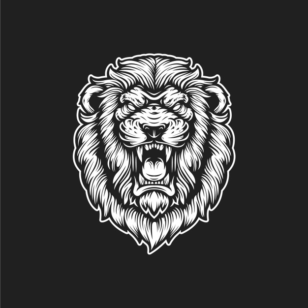 咆哮的狮子插画