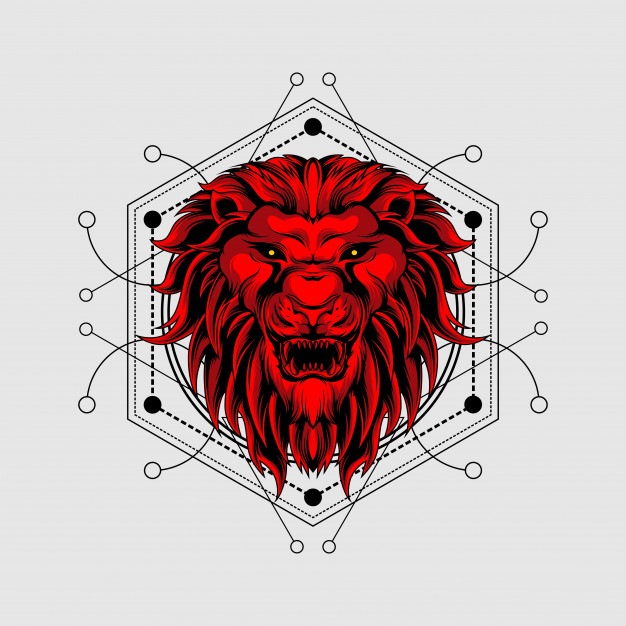 科技风格狮子头像插画