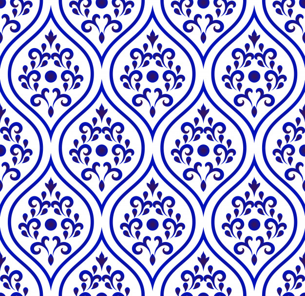 瓷图案无缝设计保费矢量