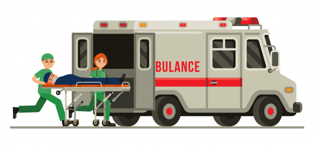 救护车救护病人插画