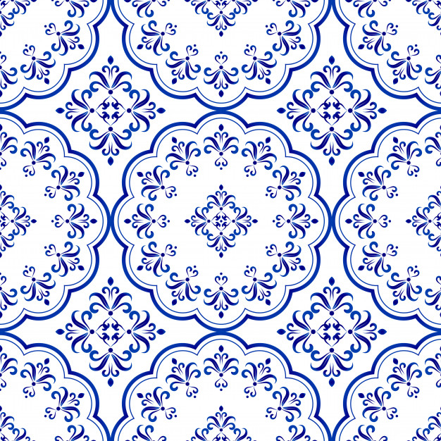无缝青花瓷风格花纹
