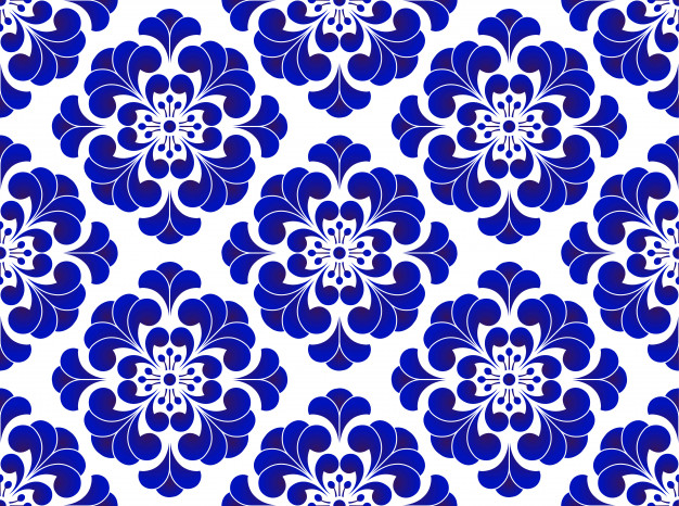 青花瓷风格花纹无缝图案