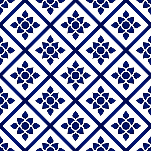 无缝青花瓷风格花纹