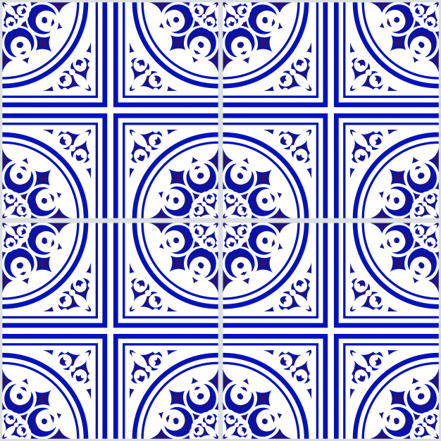 无缝青花瓷风格花纹