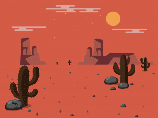 红色的卡通沙漠