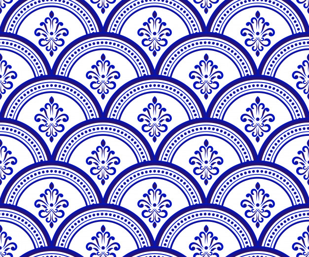 无缝青花瓷风格花纹