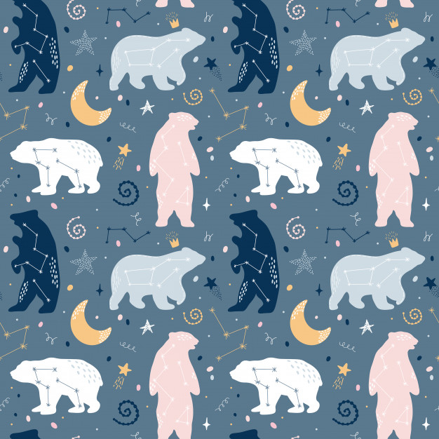 熊与星座花纹背景