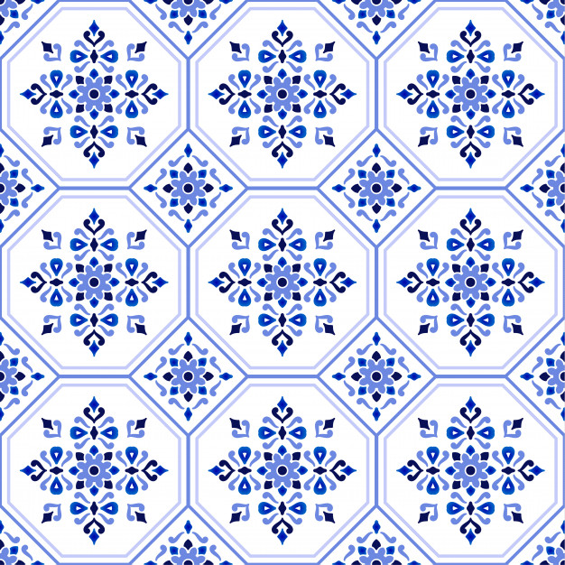 无缝青花瓷风格花纹