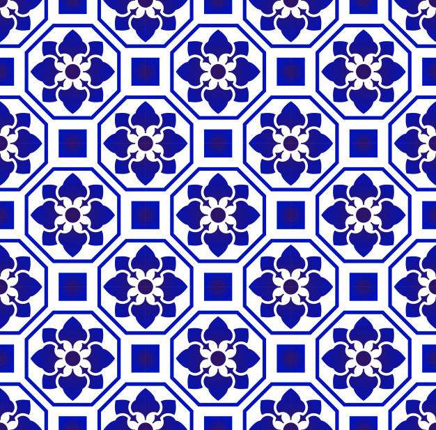 无缝青花瓷风格花纹