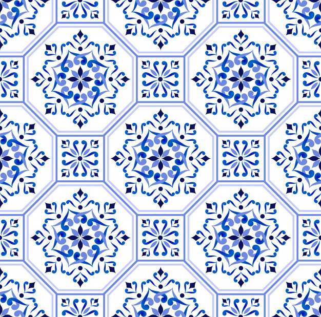 无缝青花瓷风格花纹