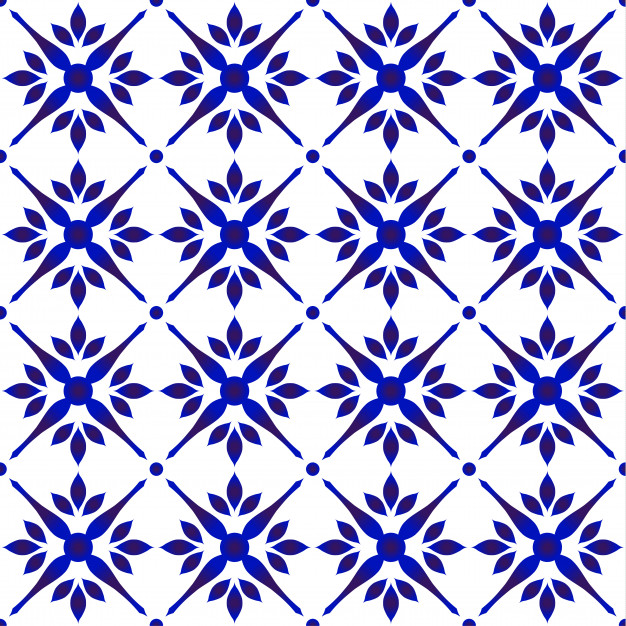 无缝平铺模式青花瓷风格花纹