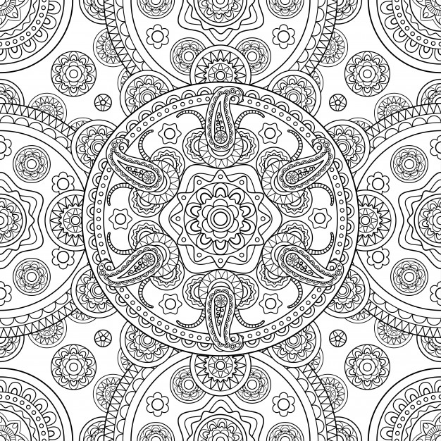 手绘绚丽的花朵花卉图案线稿花纹背景