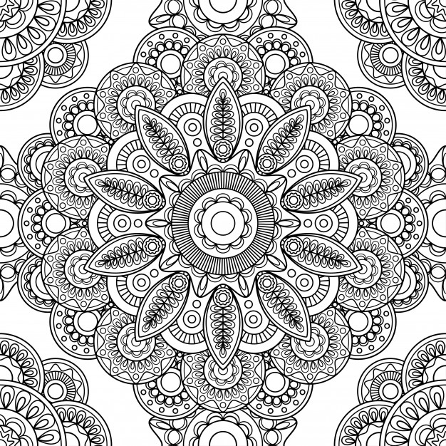 手绘绚丽的花朵花卉图案线稿花纹背景