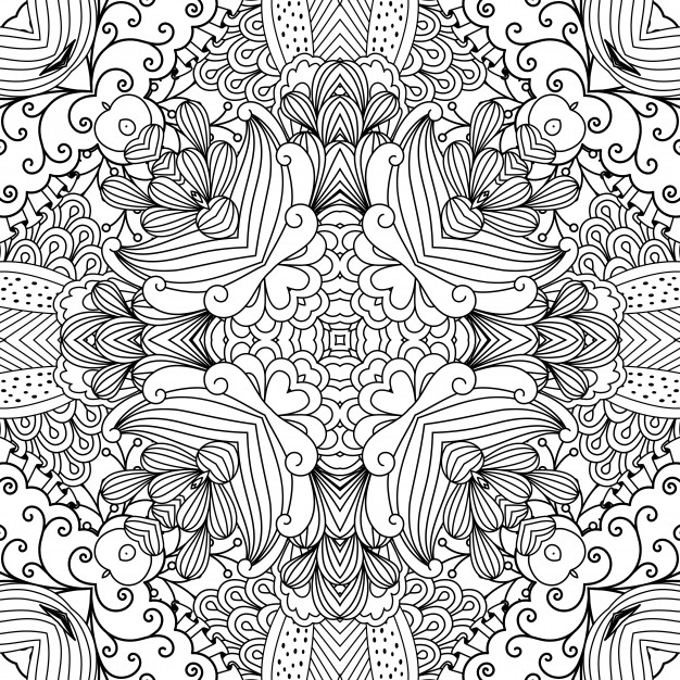 手绘绚丽的花朵花卉图案线稿花纹背景