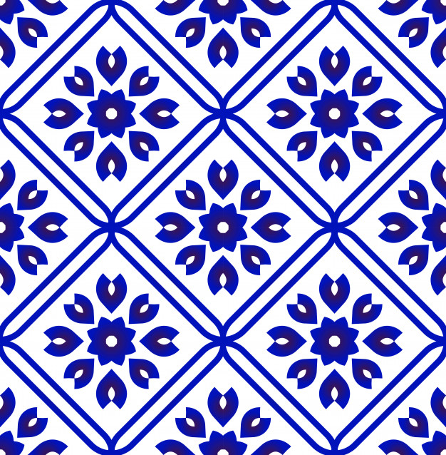 无缝青花瓷风格花纹