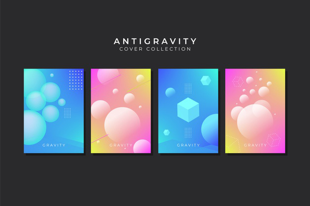 漂浮的抽象立体几何图形渐变海报单页模板