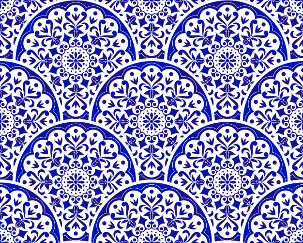 无缝青花瓷风格花纹