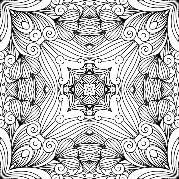 手绘绚丽的花朵花卉图案线稿花纹背景