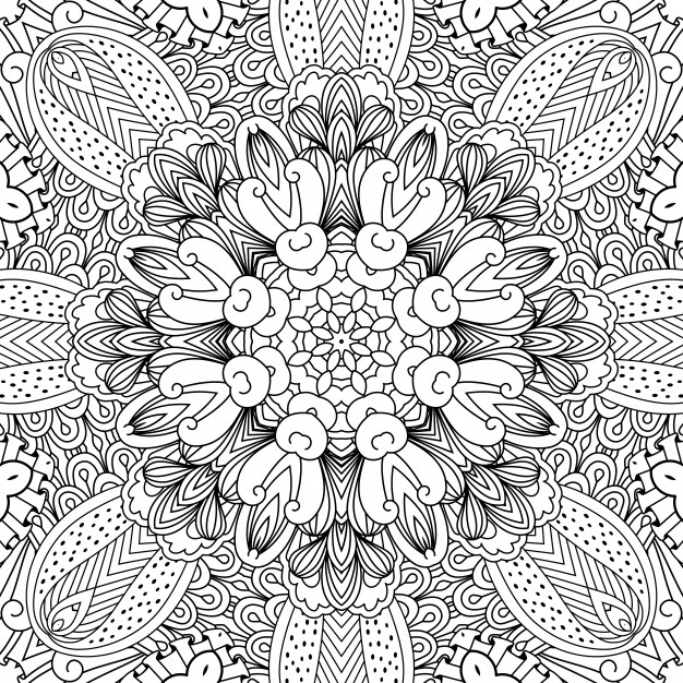 手绘绚丽的花朵花卉图案线稿花纹背景