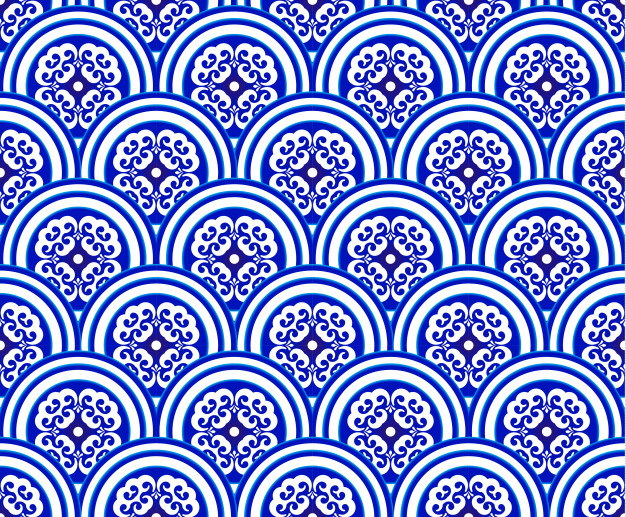 无缝青花瓷风格花纹