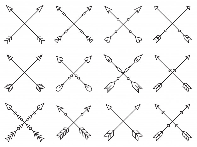 手绘交叉的箭头箭矢元素